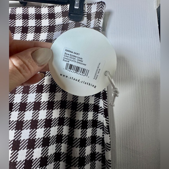 STAUD Dark Chocolate Gingham Pencil Skirt - Picture 5 of 5